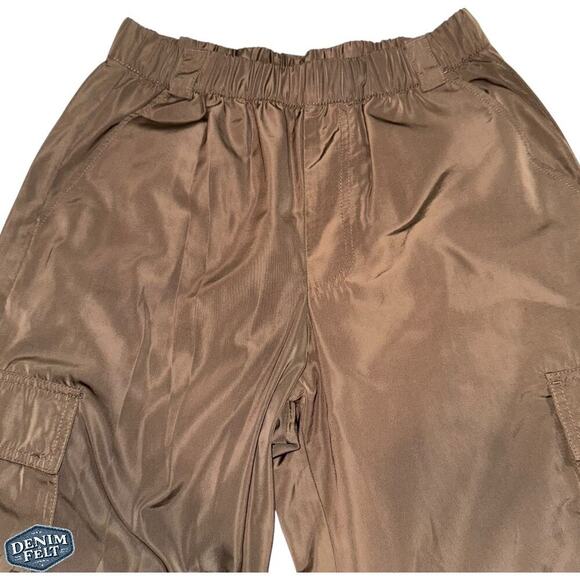 ALO Yoga Brown Cargo Jogger Pants S Crinkle Nylon Drawstring Lightweight Style - Picture 11 of 15